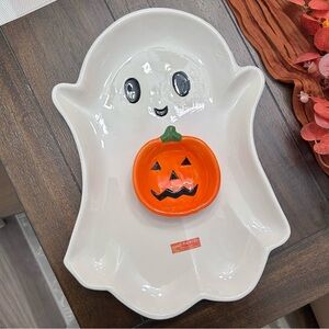 Ghost Pumpkin Halloween Hand-Painted Dish